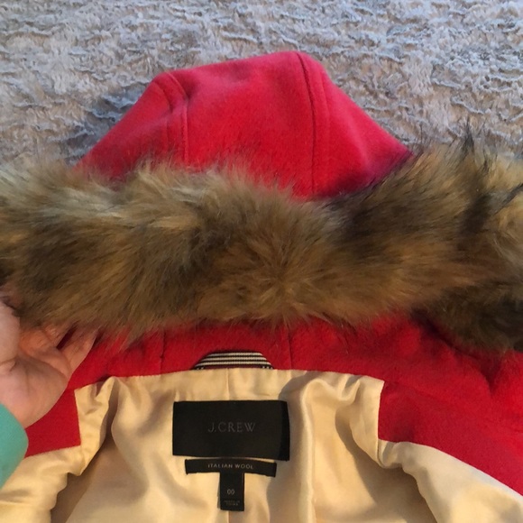 Jcrew Peacoat -fur hooded Italian wool pea coat - Picture 6 of 9